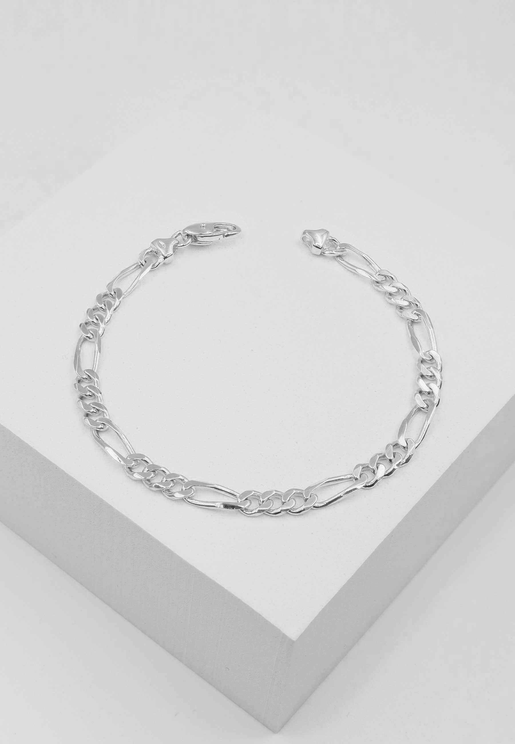 MUAU Schmuck  Bracelet figaro en or blanc 750, 22cm, 4,5mm 