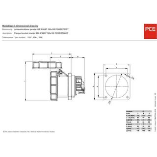 PCE  CEE Anbau-Steckdose gerade 63 A Twist 