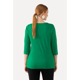 Ulla Popken  Shirt, Stickerei, Classic, Herzausschnitt, 3/4-Arm 