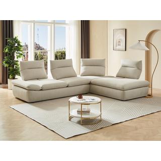 Vente-unique Ecksofa mit verstellbarer Rückenlehne - Ecke rechts - melierter Stoff - Beige - FONDRIANO  