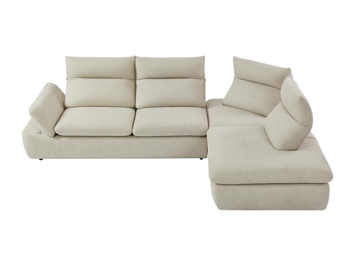 Vente-unique Ecksofa mit verstellbarer Rückenlehne - Ecke rechts - melierter Stoff - Beige - FONDRIANO  