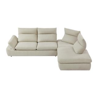 Vente-unique Ecksofa mit verstellbarer Rückenlehne - Ecke rechts - melierter Stoff - Beige - FONDRIANO  