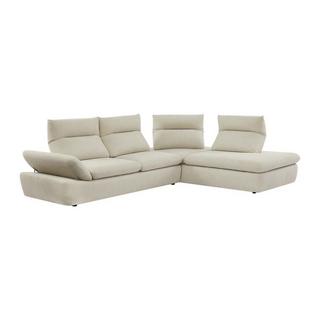 Vente-unique Ecksofa mit verstellbarer Rückenlehne - Ecke rechts - melierter Stoff - Beige - FONDRIANO  