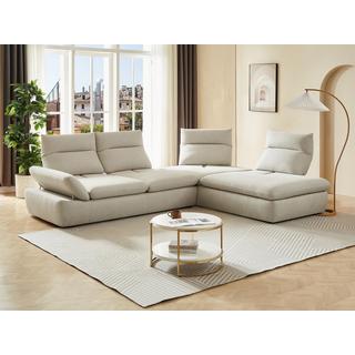 Vente-unique Ecksofa mit verstellbarer Rückenlehne - Ecke rechts - melierter Stoff - Beige - FONDRIANO  