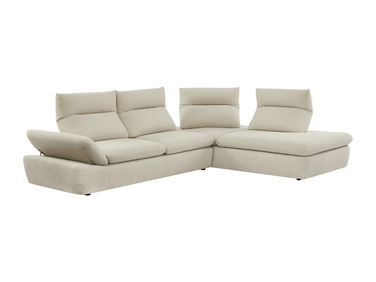 Vente-unique Ecksofa mit verstellbarer Rückenlehne - Ecke rechts - melierter Stoff - Beige - FONDRIANO  