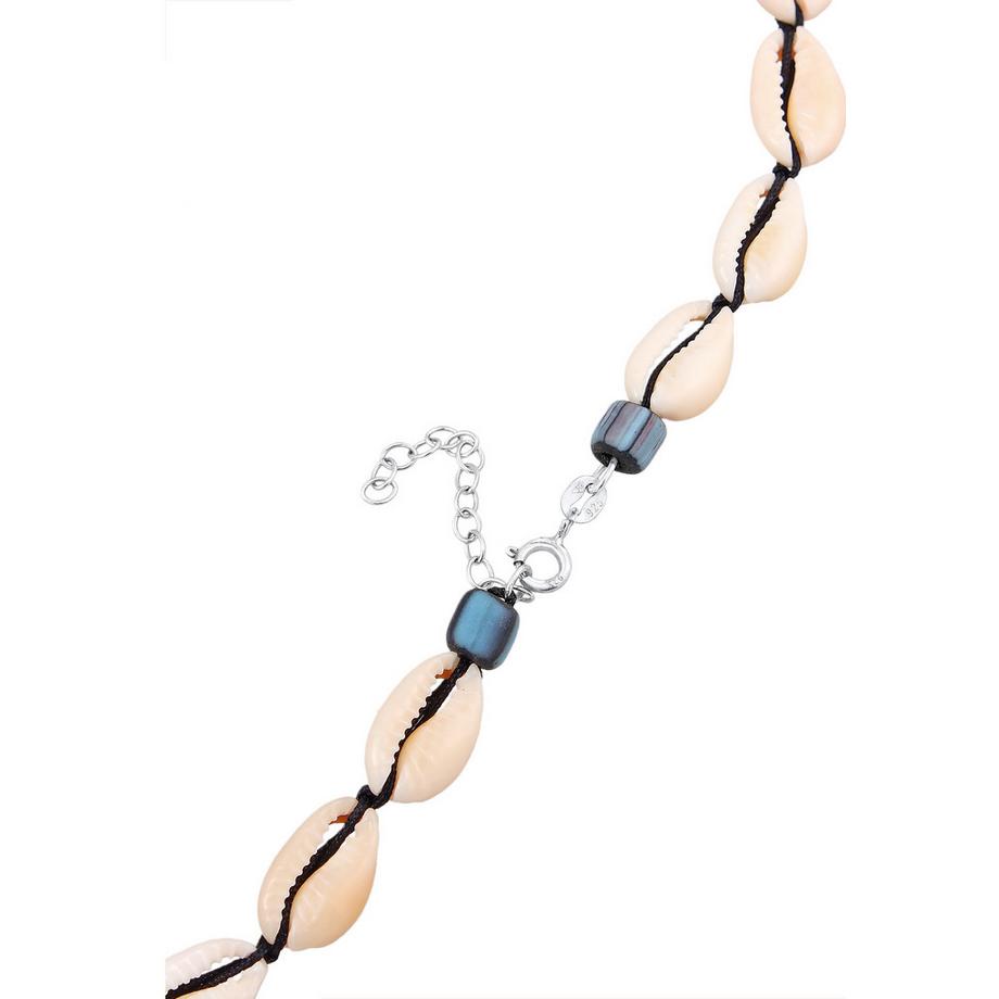 Elli  Collier Femmes Choker Verre Perles Style Surfeur Avec Coquillage Cauri 