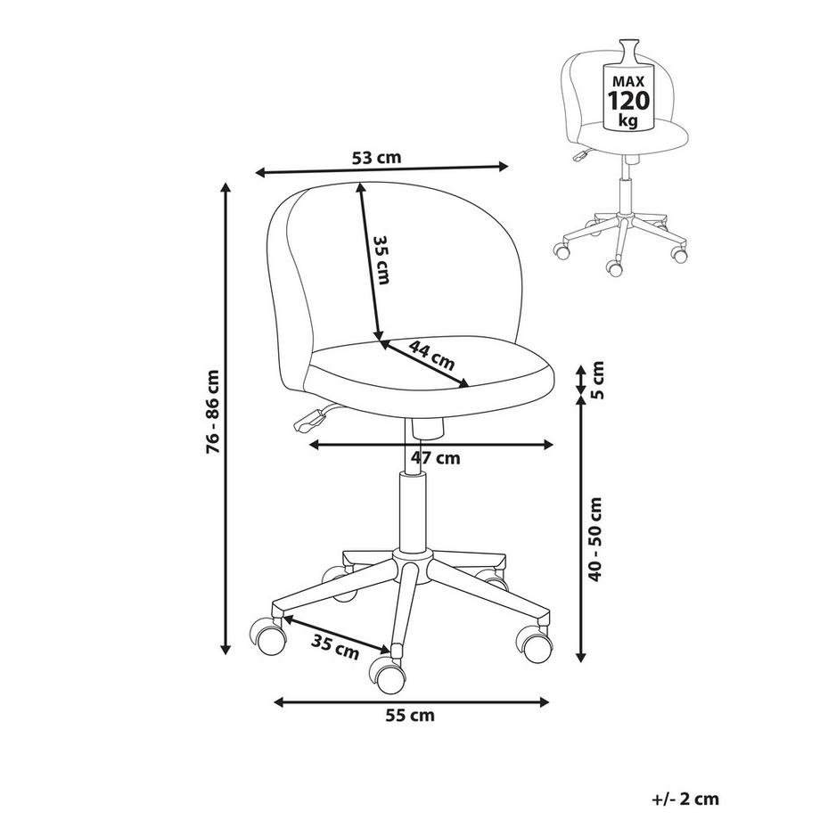 Beliani Chaise de bureau en Velours côtelé Moderne MILES  