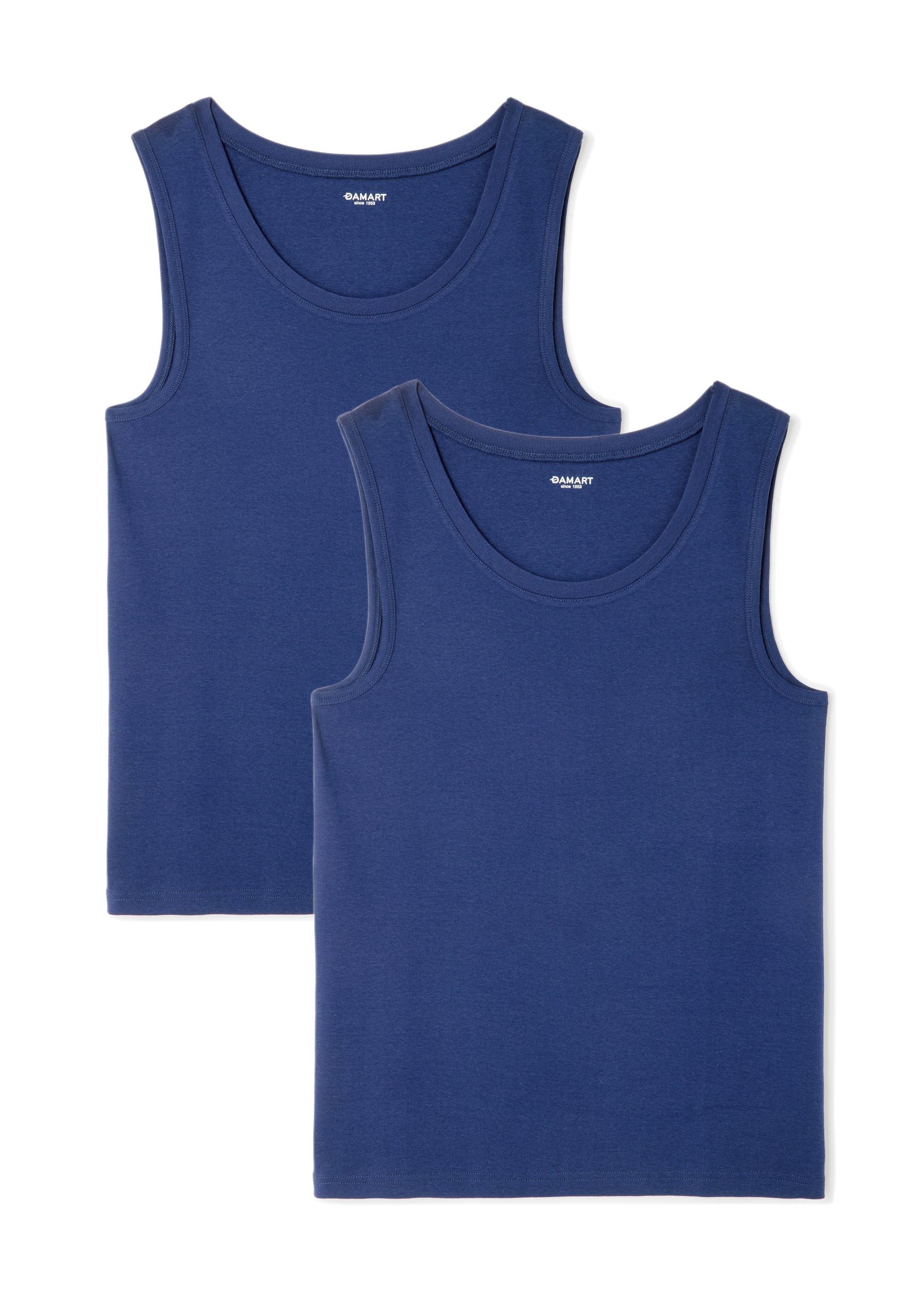 Image of 2er-pack Achselshirts Essential Aus Reiner Gekämmter Baumwolle. Unisex Blau M