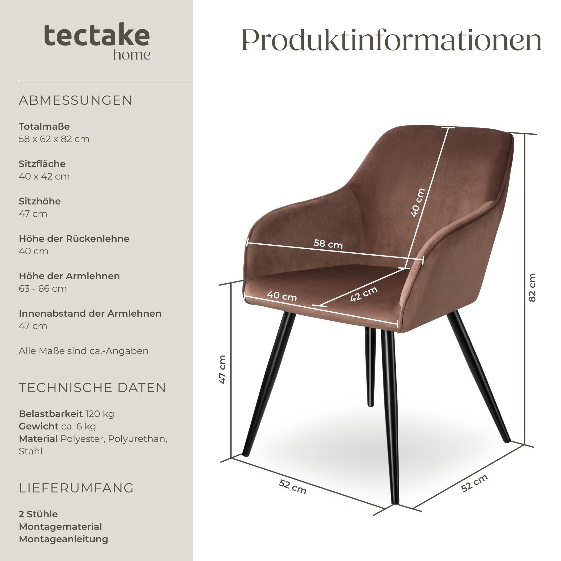 Tectake Chaise MARILYN Effet Velours Style Scandinave  