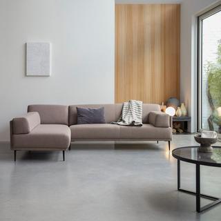 Tikamoon Canapé d'angle gauche en tissu gris taupe 270 x 180 cm, 4 places Finn  