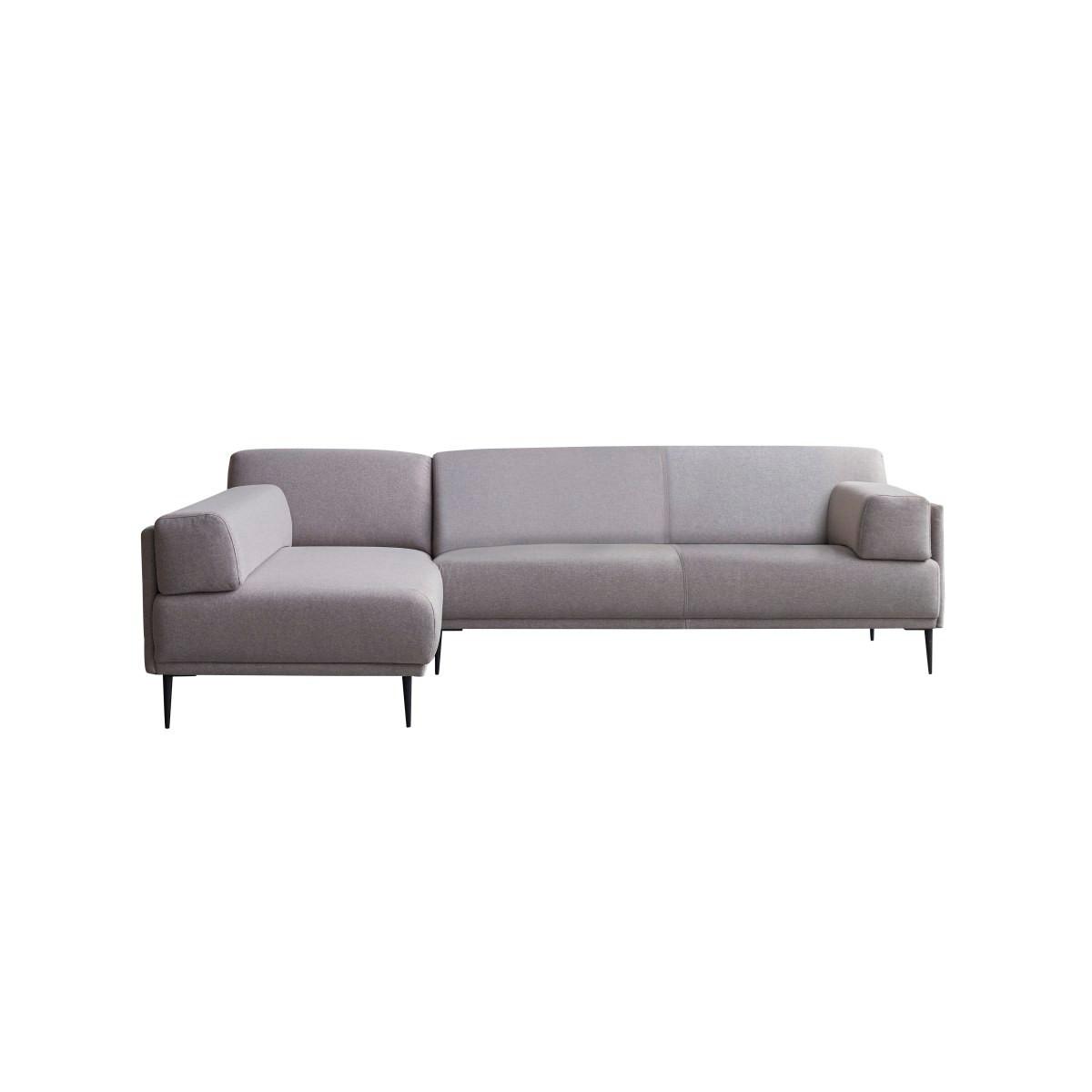 Tikamoon Divano angolare sinistro in tessuto grigio tortora270 x 180 cm, 4 posti Finn  