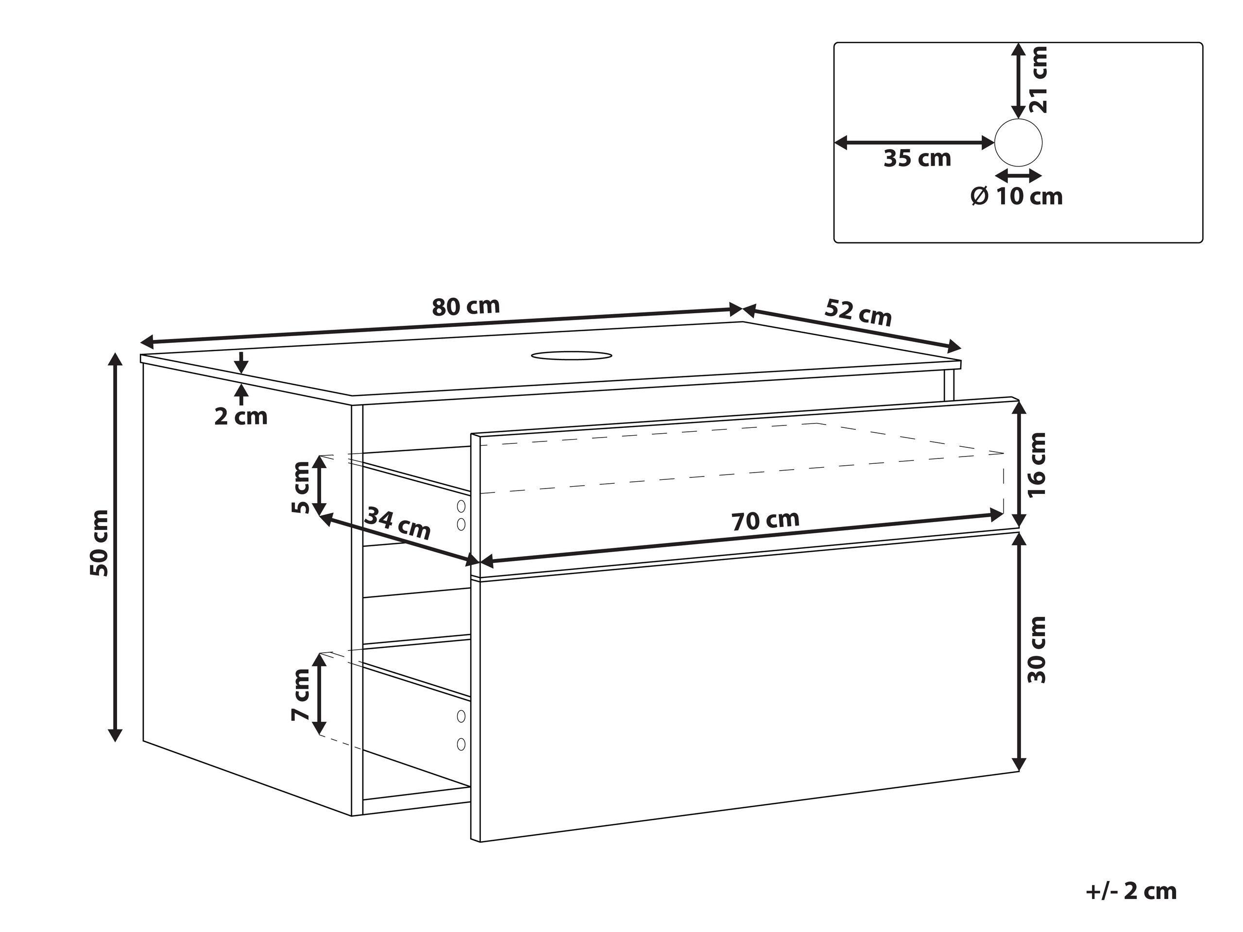 Beliani Wandmontierter Waschtischunterschrank aus MDF-Platte Boho BEXTI  