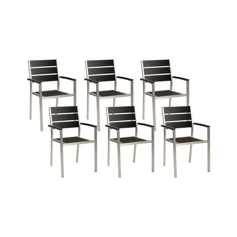 Beliani Lot de 6 chaises de jardin en Bois synthétique Industriel VERNIO  