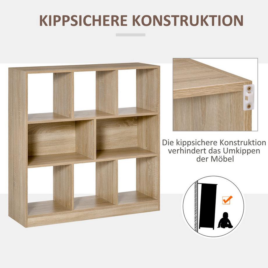 Northio Bücherregal Natur 3-Stöckiges Aufbewahrungsregal, Büroregal, Display Regal Für Home-Office/Wohnzimmer, 97,5X30X100Cm  