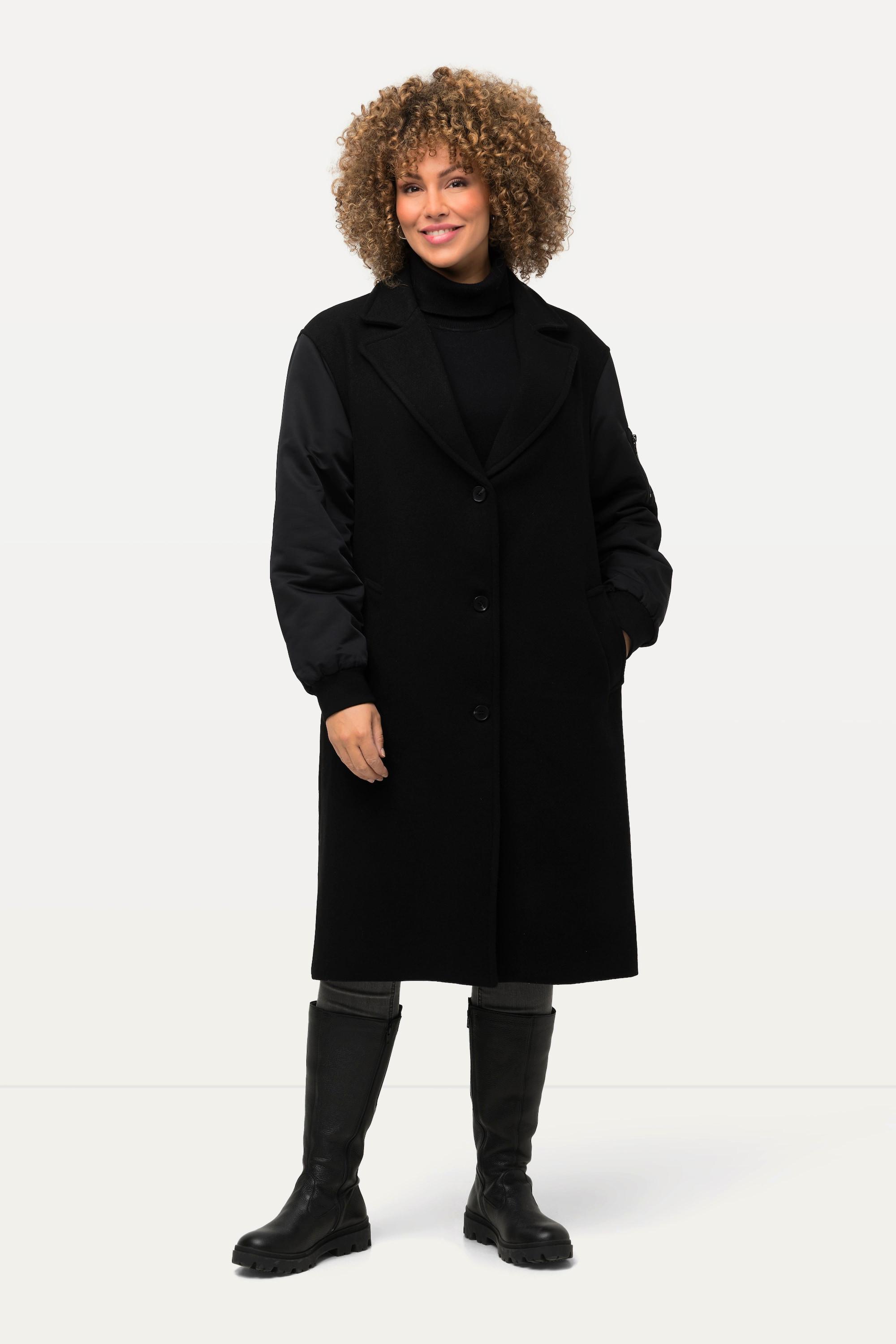 Ulla Popken  Manteau avec des manches style blouson et un col à revers, poche zippée 