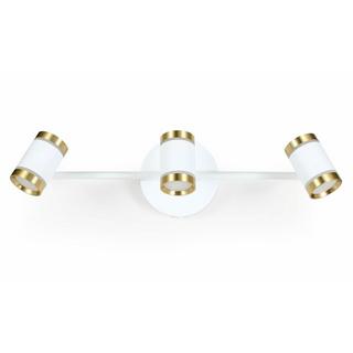 Vente-unique Applique de salle de bain LED en aluminium  3 spots - L. 45 cm - Blanc et doré - ASHFORD  