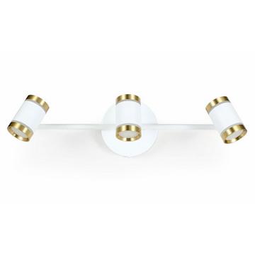 Applique de salle de bain LED en aluminium  3 spots - L. 45 cm - Blanc et doré - ASHFORD