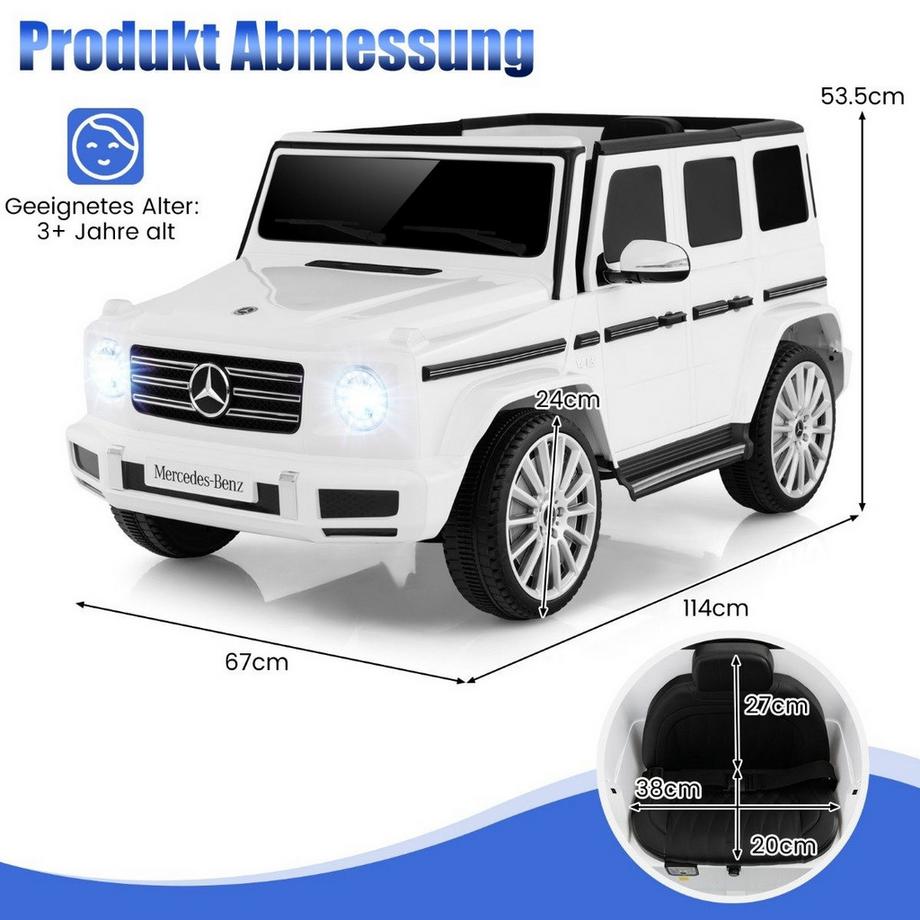 Northio  Voiture électrique pour enfants Mercedes Benz G500 voiture pour enfants électrique avec télécommande blanche 