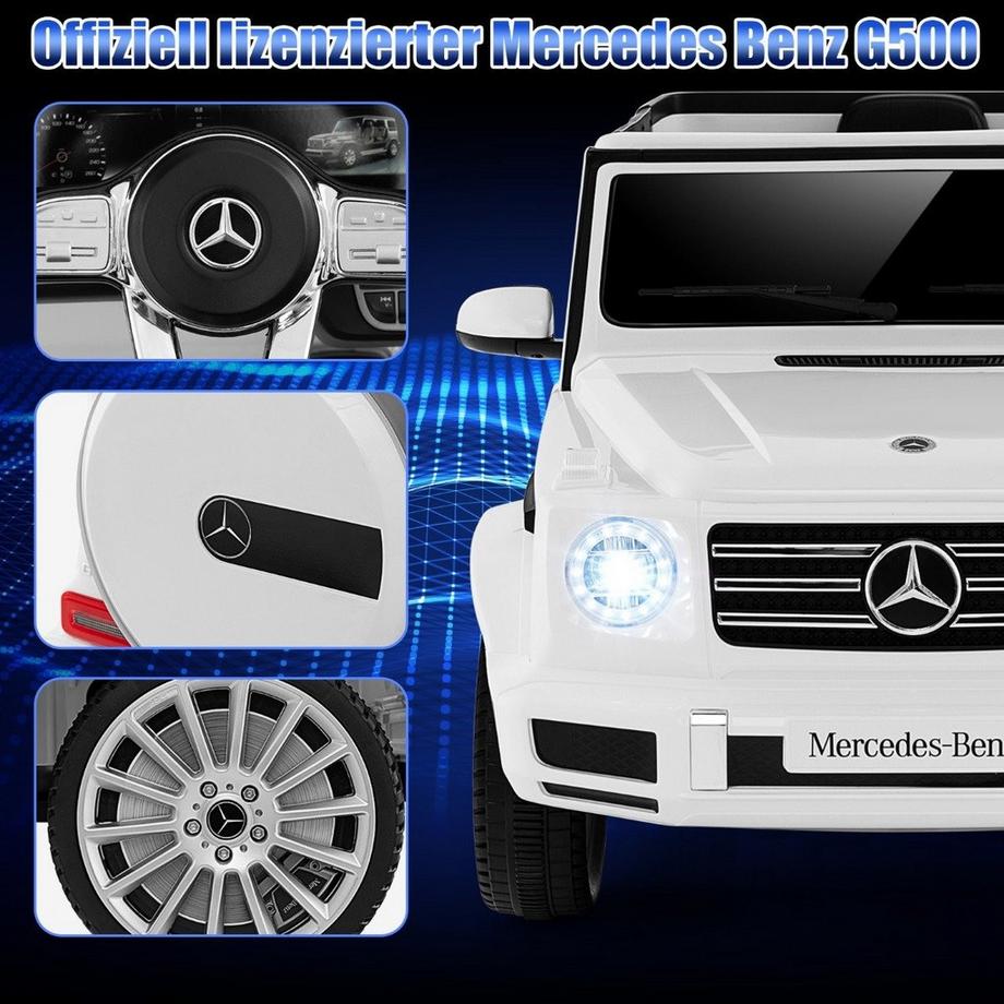 Northio  Voiture électrique pour enfants Mercedes Benz G500 voiture pour enfants électrique avec télécommande blanche 