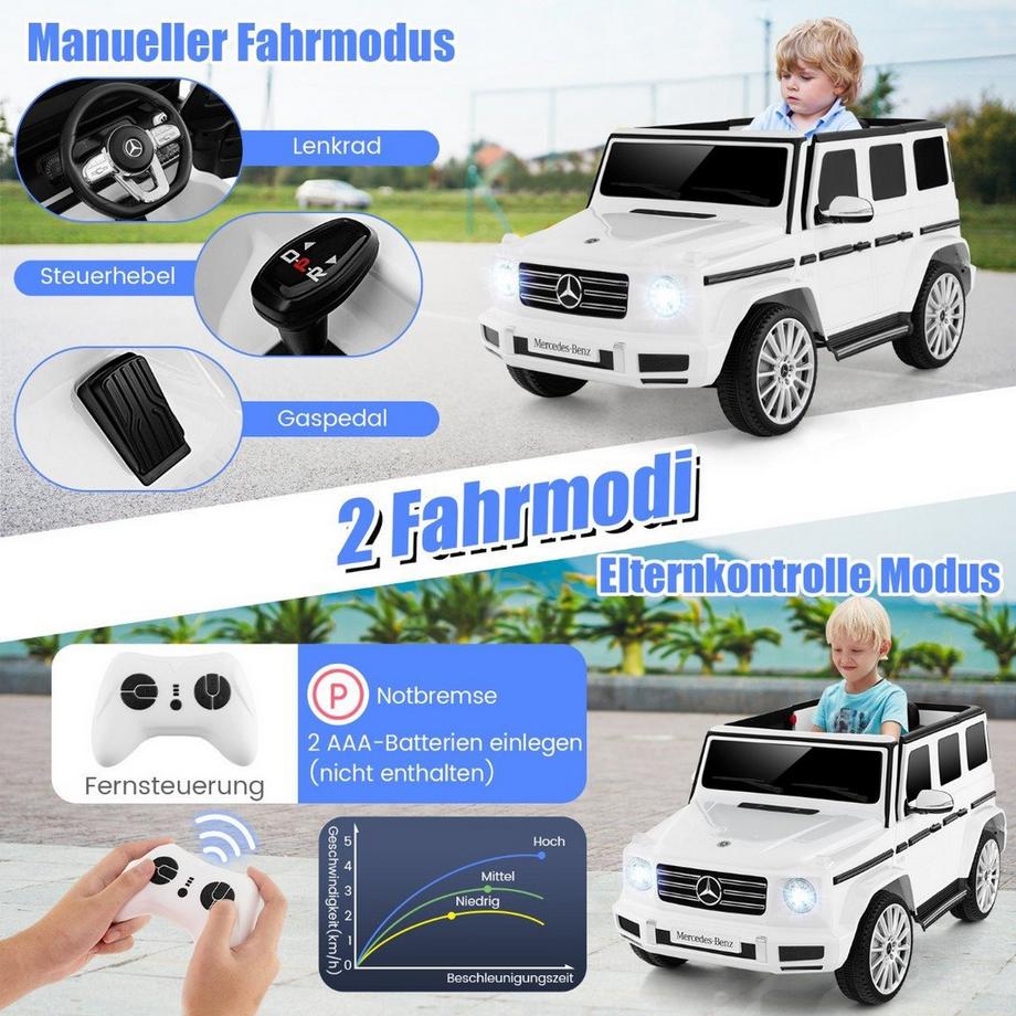 Northio  Voiture électrique pour enfants Mercedes Benz G500 voiture pour enfants électrique avec télécommande blanche 