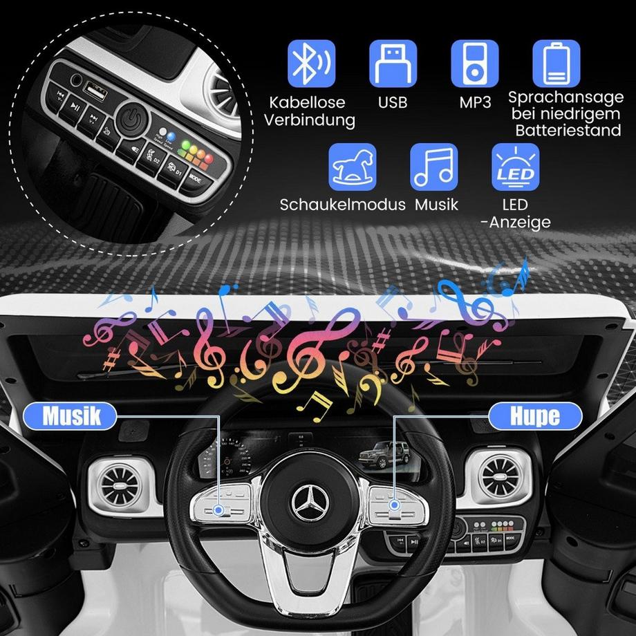 Northio  Voiture électrique pour enfants Mercedes Benz G500 voiture pour enfants électrique avec télécommande blanche 