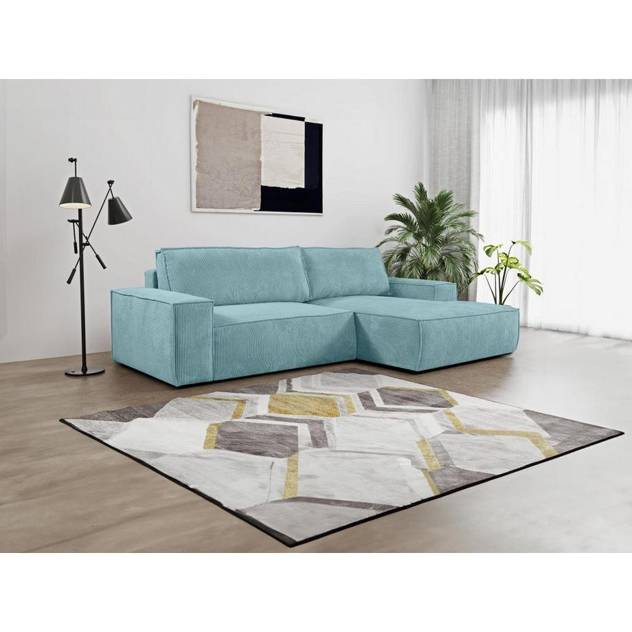 Vente-unique Canapé d'angle conible en velours côtelé clair AMELIA de PASCAL MORABITO Angle droit  