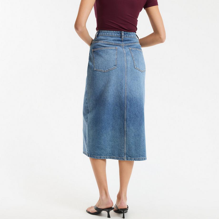 La Redoute Collections Gonna Midi Dritta in Denim  