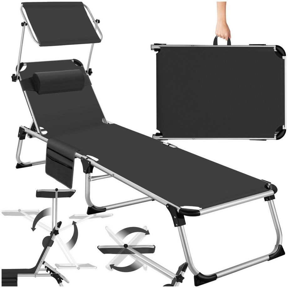 Sonnenliege Aurelie klappbar, mit Kopfkissen mit Aluminiumgestell, stufenlos verstellbares Sonnendach