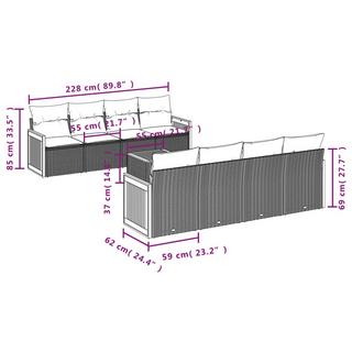 VidaXL Ensemble de canapés de jardin rotin synthétique  