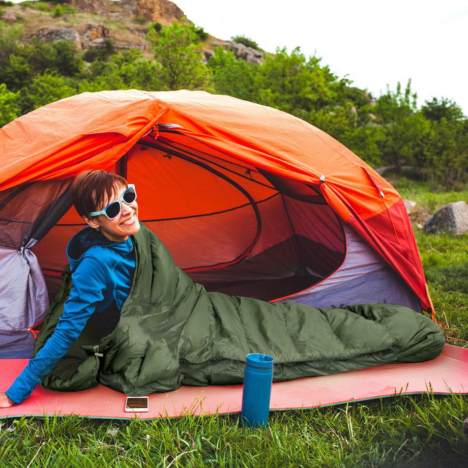 Outsunny  Schlafsack, Taft, Grün 