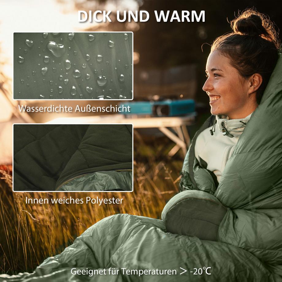 Outsunny  Schlafsack, Taft, Grün 