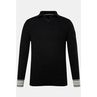 JP1880  Maglione polo da sci in maglia a costine con zip sullo scollo 