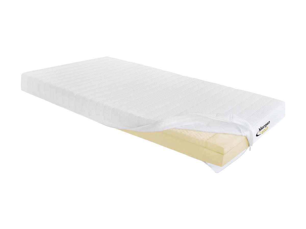 Vente-unique Ensemble 90 x 190 cm sommier coffre blanc + matelas mousse 7 zones ép.12cm - STELO KIDS de MORGENGOLD  