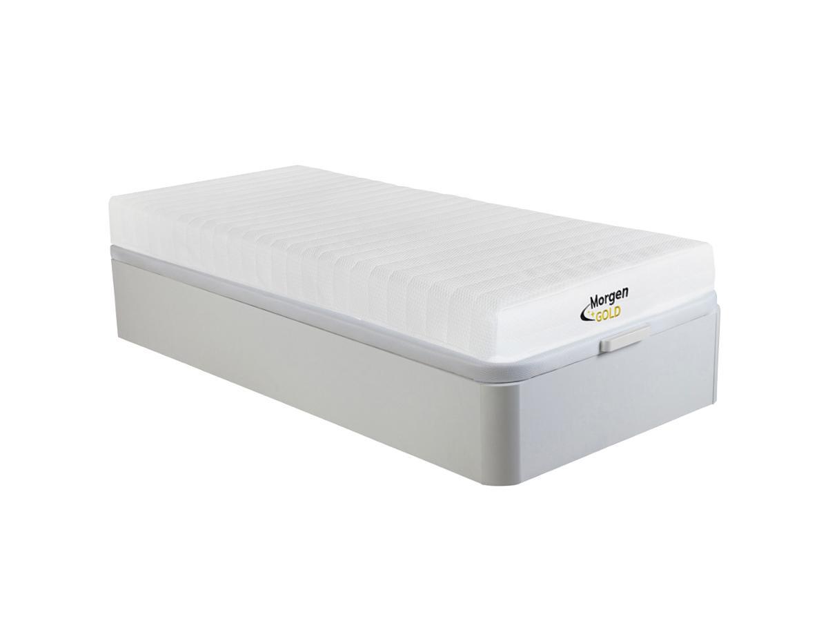 Vente-unique Ensemble 90 x 190 cm sommier coffre blanc + matelas mousse 7 zones ép.12cm - STELO KIDS de MORGENGOLD  