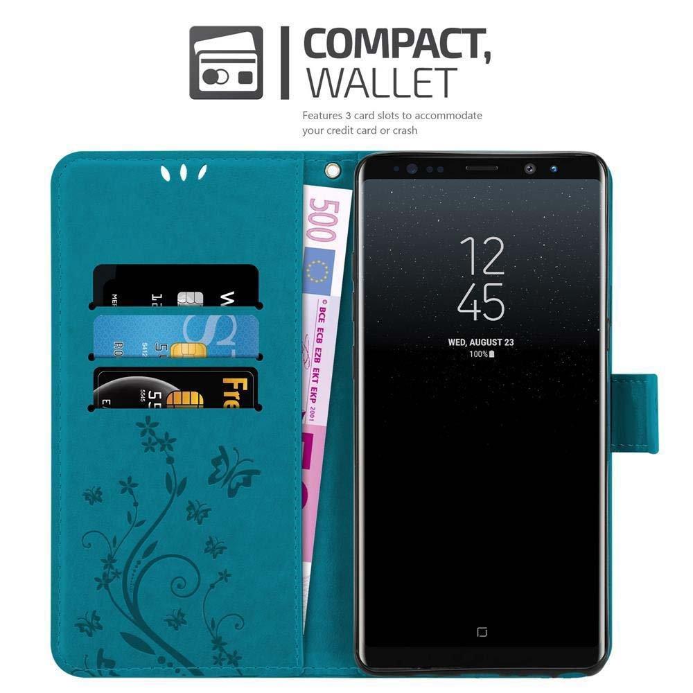 Cadorabo  Housse compatible avec Samsung Galaxy NOTE 8 - Coque de protection au design floral avec fermeture magnétique, fonction de support et emplacements pour cartes 