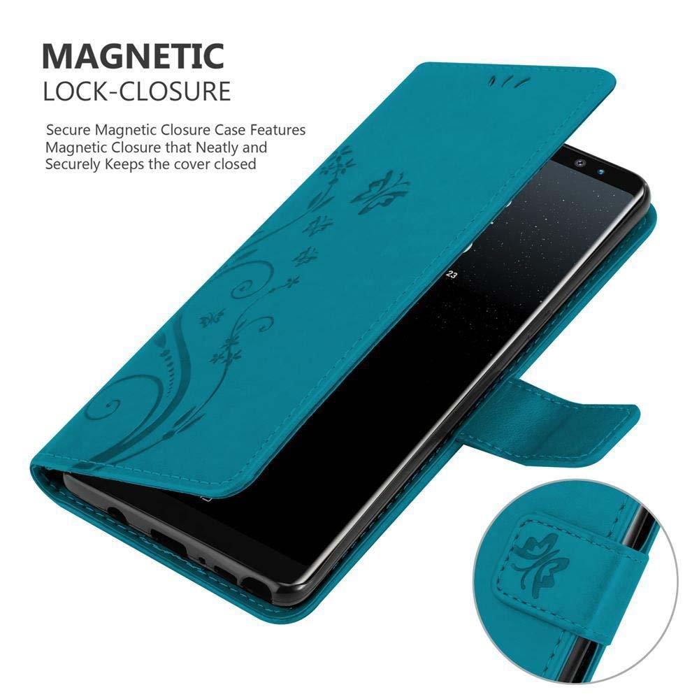 Cadorabo  Housse compatible avec Samsung Galaxy NOTE 8 - Coque de protection au design floral avec fermeture magnétique, fonction de support et emplacements pour cartes 