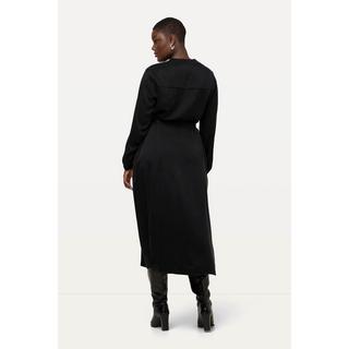 Ulla Popken  Robe midi en cupro à col chemise, encolure en V et manches longues 