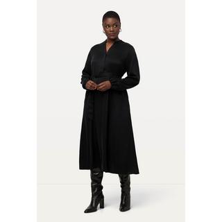 Ulla Popken  Robe midi en cupro à col chemise, encolure en V et manches longues 