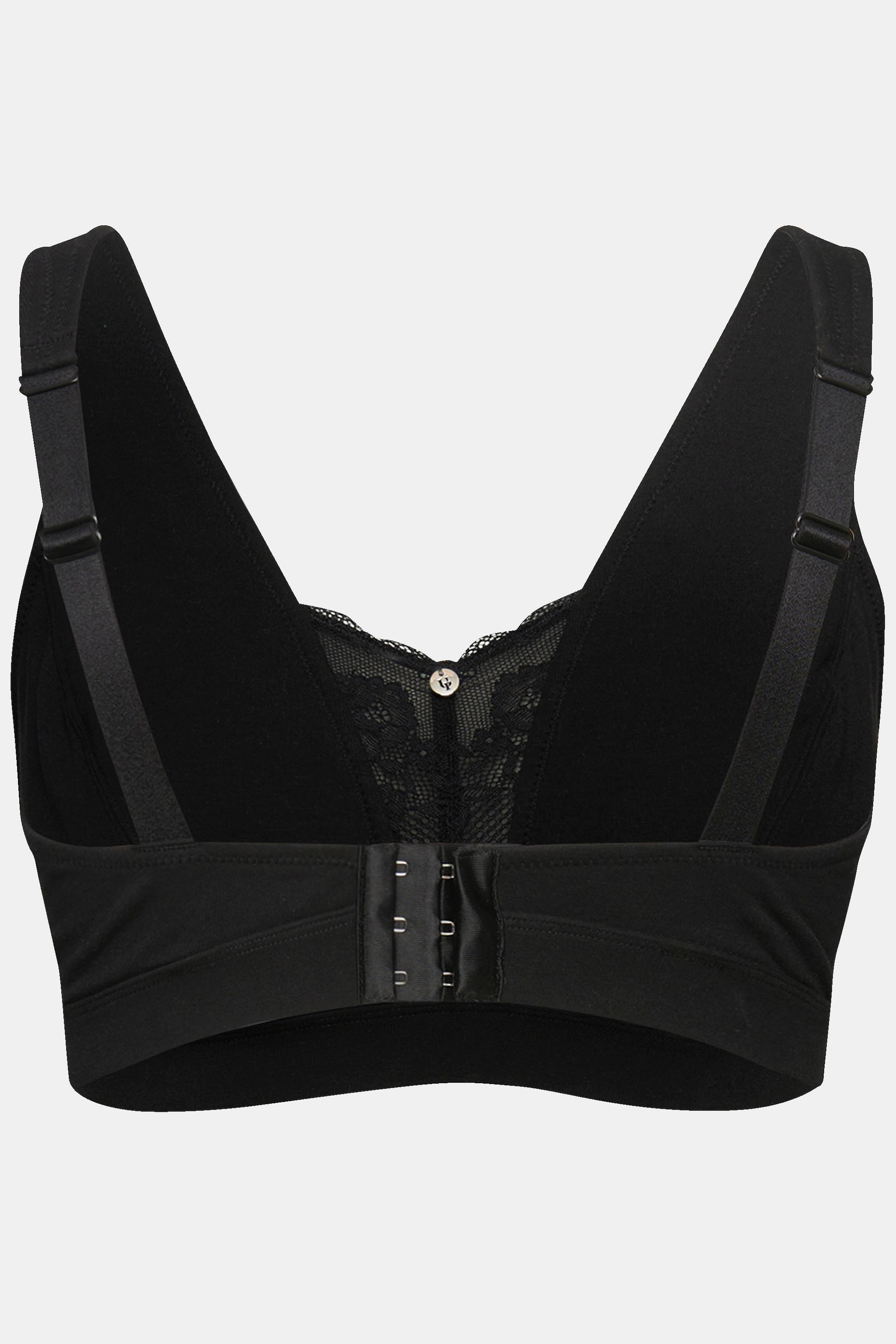 Ulla Popken  Bralette senza ferretto con inserto di pizzo e coppa C-E 