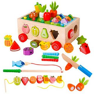 Activity-board  Jouets,jouets en bois, jouets bébé motricité jouets à tirer à partir de 1 an Puzzle en bois 7 en 1 à trier et à empiler 