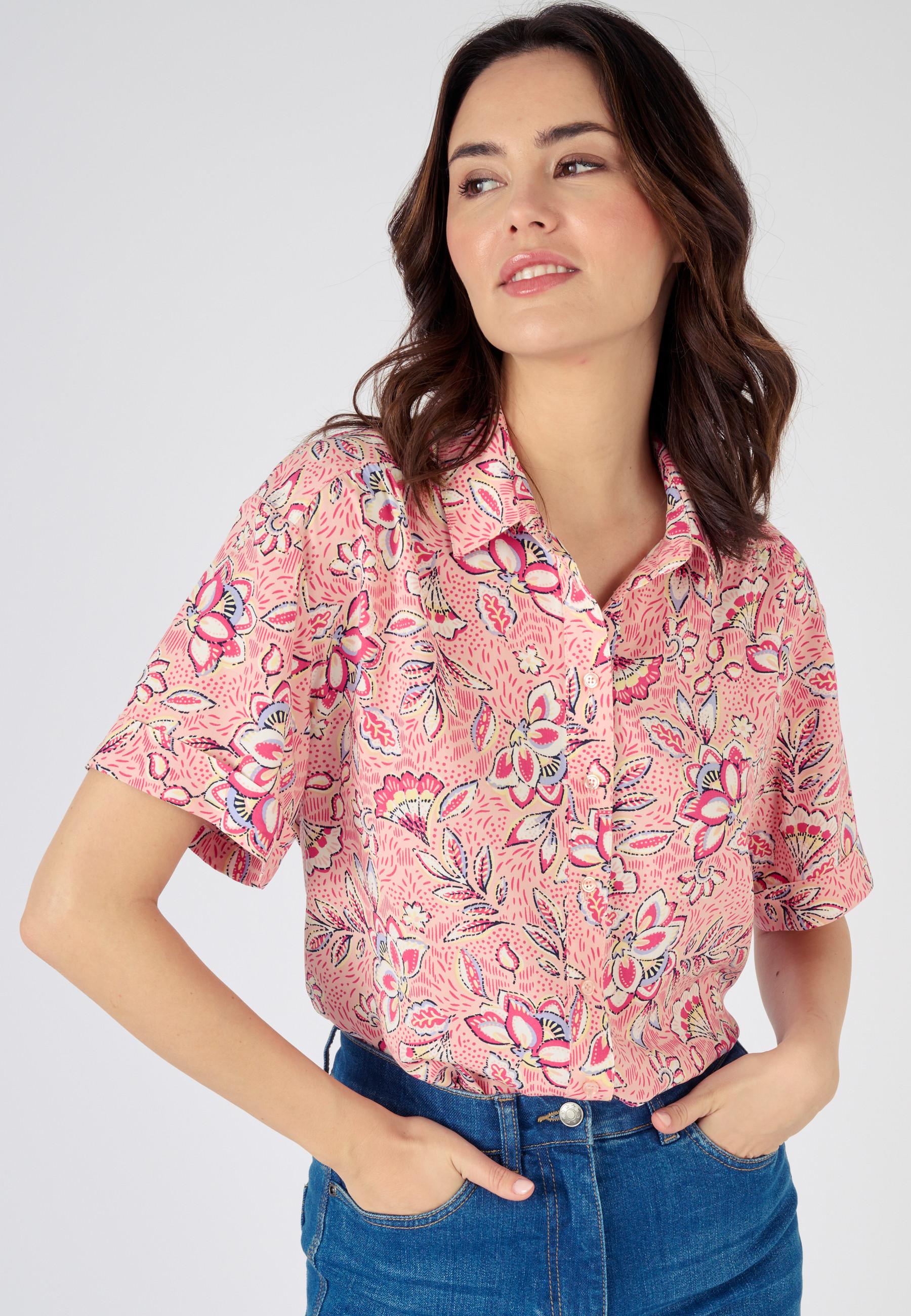 Image of Gemusterte Bluse Mit Ärmeln Mit Umschlag Climatyl Damen Rosa 46