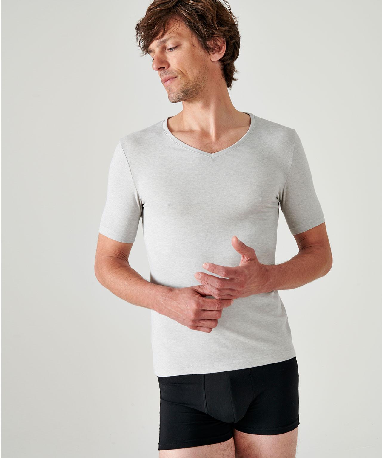Image of T-shirt Mit V-ausschnitt, Wärmegrad Medium 3. Herren Grau S