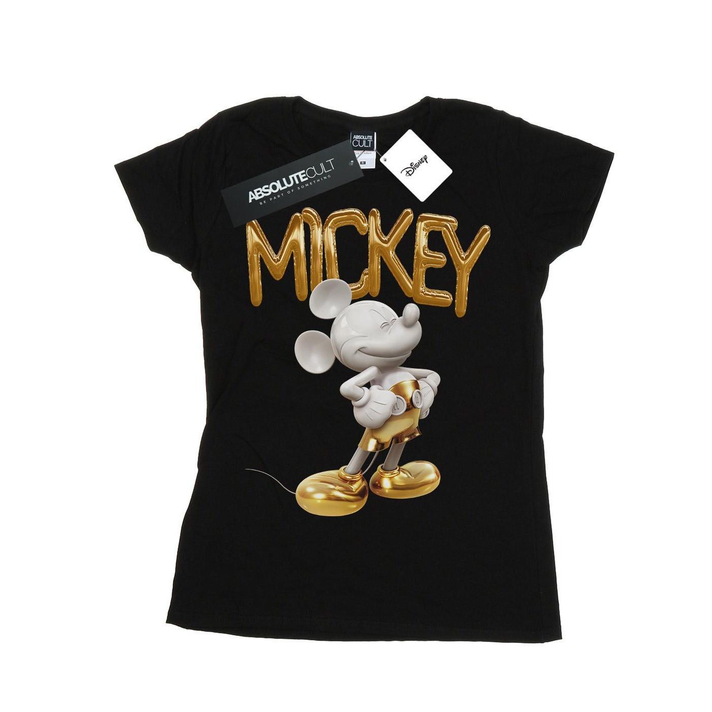 Image of Mickey Mouse Gold Statue Tshirt Damen Schwarz XL