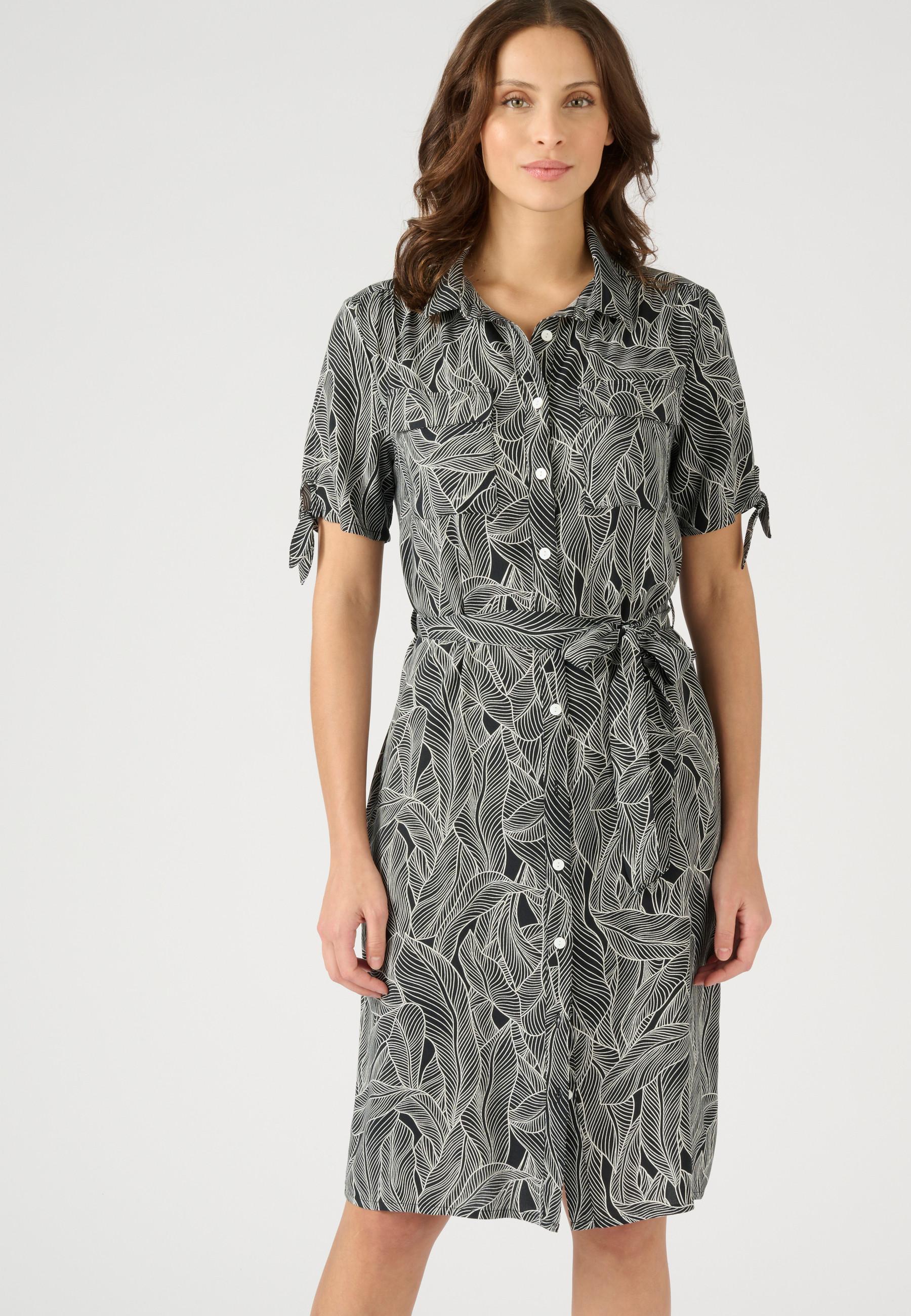 Image of Ausgestelltes Hemdblusenkleid Aus Reiner Viskose. Damen Schwarz 36