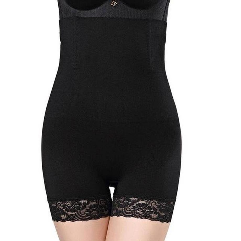 Pantaloncini Shapewear, Vita Alta, Pizzo - Nero - XL/XXL