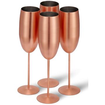 Edelstahl Sektgläser Rosegold matt 4er-Set