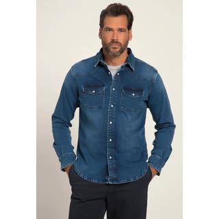 JP1880  Camicia di jeans basic dalla vestibilità moderna con FLEXNAMIC®, maniche lunghe, colletto ad apertura inglese e look in stile western 