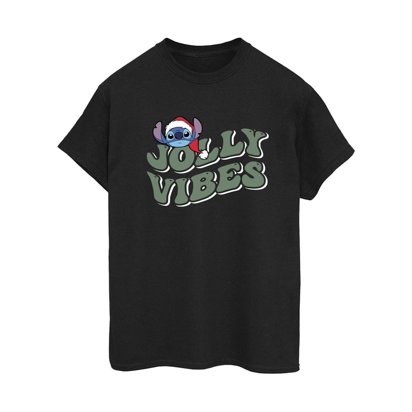 Image of Lilo & Stitch Jolly Chilling Vibes Tshirt Damen Schwarz 3XL