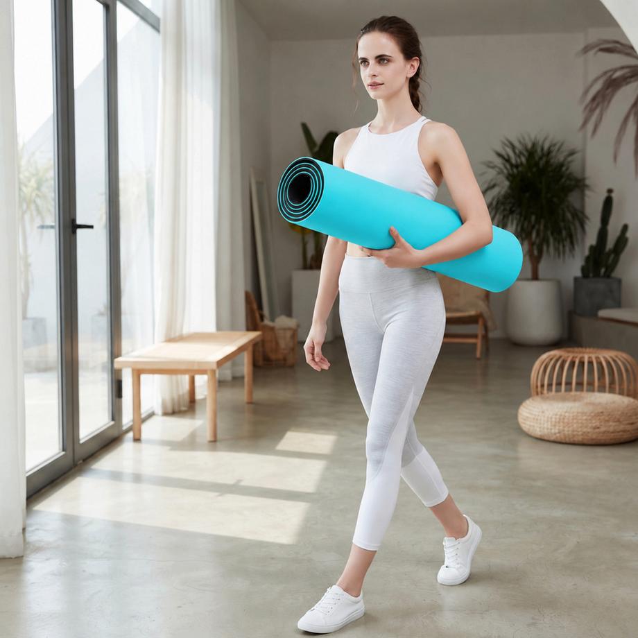 TWHEELS  Yogamatte rutschfest für Fitness & Pilates Blau 