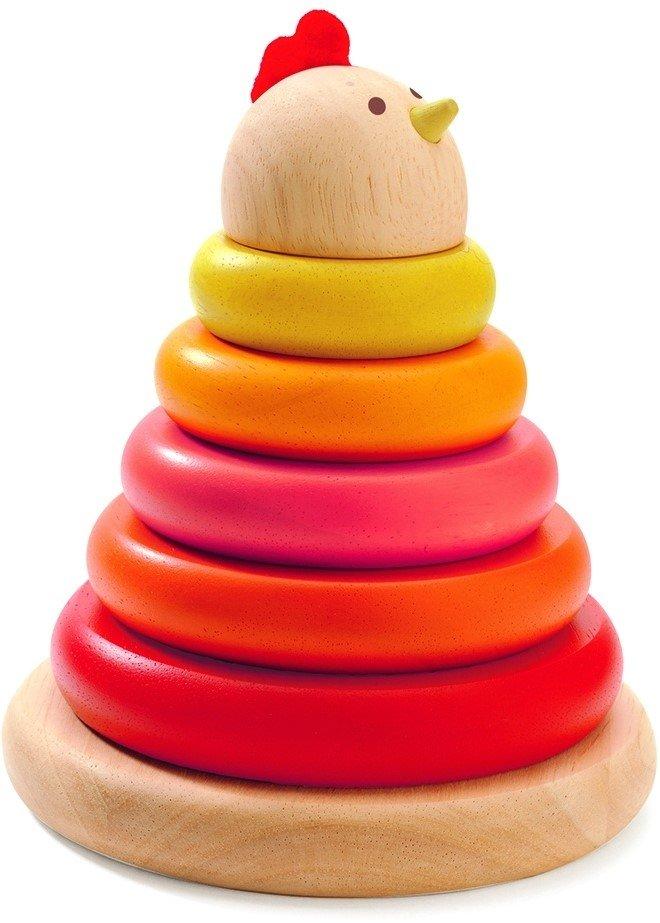 Image of Cachempil Steckspiel aus Holz Glucke 15.5 cm Rot Bunt